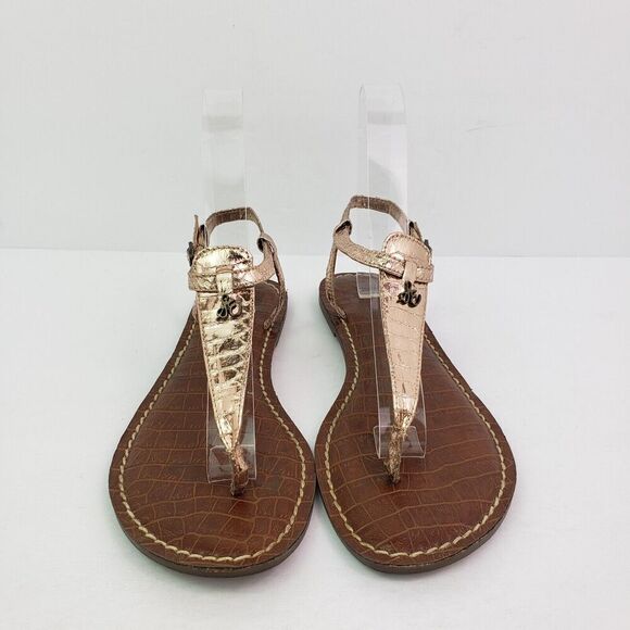 Sam Edelman Gigi Womens Size 4 Rose Gold Animal Print Thong Strap Buckled Sandal - Picture 6 of 12